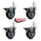 Service Caster 4'' Black Poly Swivel 7/16'' Grip Ring Stem Caster Set with Brake, 4PK SCC-GR20S414-PPUB-BLK-PLB-716138-4 - alternate 4